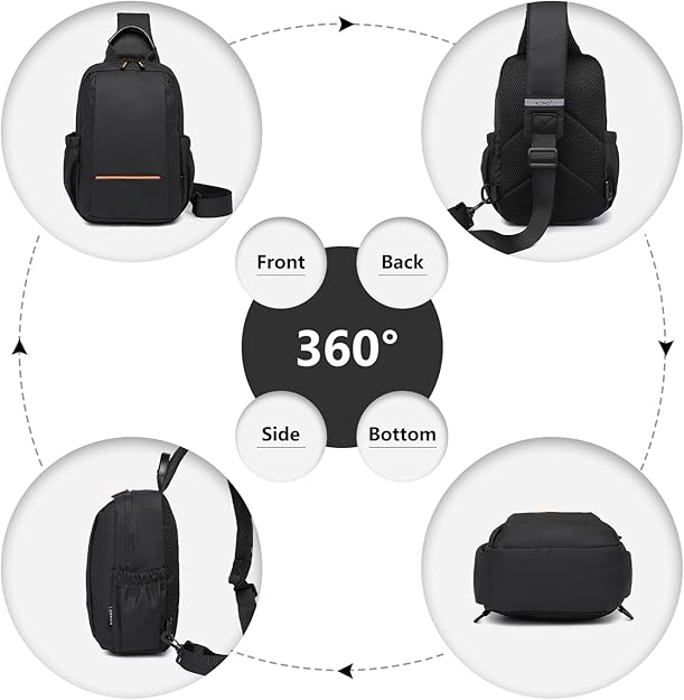 NEUSOP Sac De Poitrine Homme Sacoche Bandoulière Imperméable - Sport Loisir Crossbody Bag 17x8x27 Cm