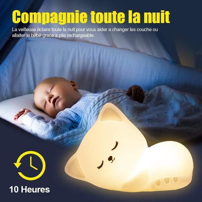 Veilleuse Enfant Chat,Veilleuse Bébé,Veilleuse Bebe Enfant Rechargeable,Veilleuse  Bébé LED Portable Fille Adulte Garcon