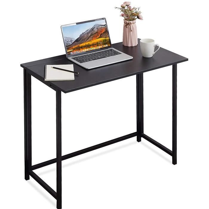 AuraCraft Bureau Pliable Noir 80x40x75cm - Table Ordinateur Portable Pliable Pour Maison Et Bureau - Poste De Travail Compact Et Robuste
