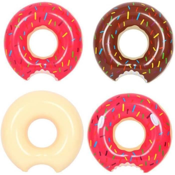 HeySplash – Lot De 2 Anneaux De Natation Donuts Motifs Fun – Bouées Gonflables Pour Piscine Enfant Et Adulte – Rose + Marron