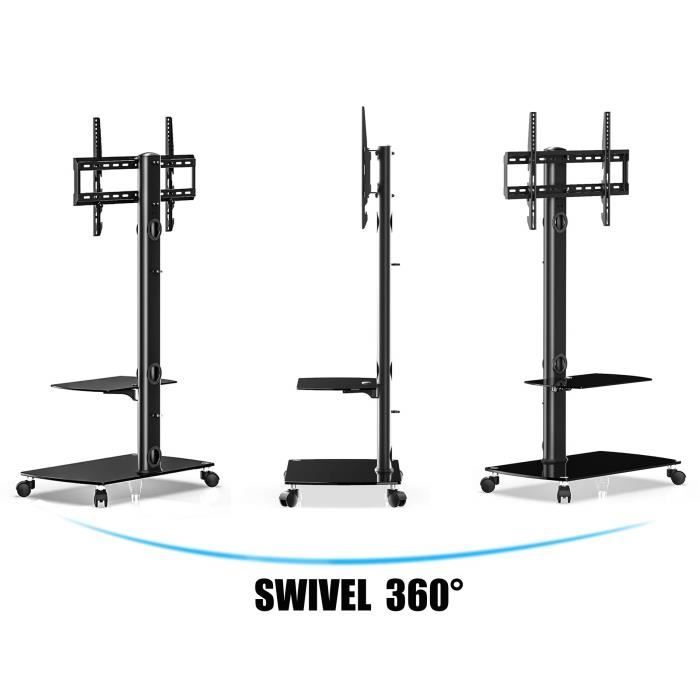 Support TV Sur Pied Avec Roulettes - Pour écrans 65 à 100 Pouces, Charge Max 100 Kg, Hauteur Réglable