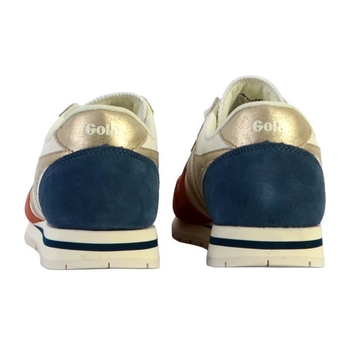 Tennis Basket Basses GOLA Daytona Quadrant Cuir Femme Blanc Orange Or