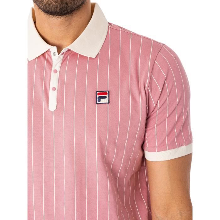 Fila Pour des hommes Polo classique a rayures vintage Rose Rose Cdiscount Pret a Porter