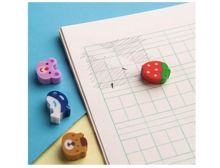 Lot De 6 Gommes Mignonnes En Forme De Crayon - Gommes Animales Colorées Pour Enfants, Fournitures De Bureau (env. 4,1 Cm)