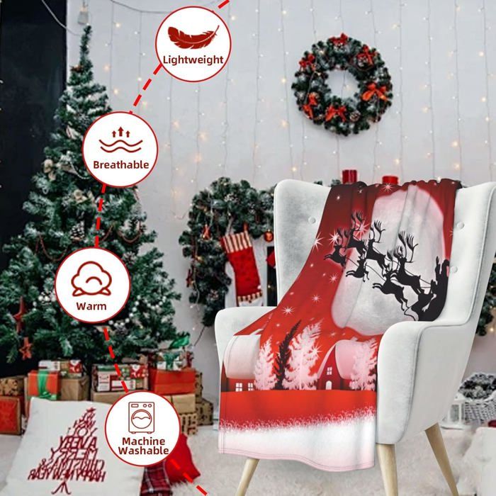 Joyeux Noël Père Noël Couverture De Lit Confortable Et Légère Couverture Douce En Polaire Pour