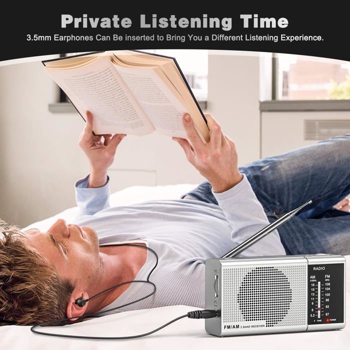 Radio portable FM/AM - ARNUSA - Mini - Argent - Prise casque 3,5 mm ...