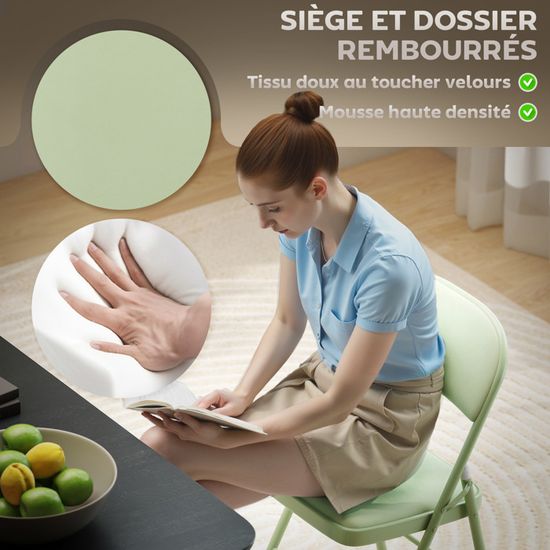 Lot De 2 Chaises Pliantes Avec Dossier - Structure Acier, Capacité 120kg, Dimensions 45x46x78 Cm
