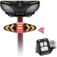 Feu arrière de vélo LED Clignotants avec télécommande sans Fil Multifonction Modes Étanche pour VTT Vélo de Route - Noir-0