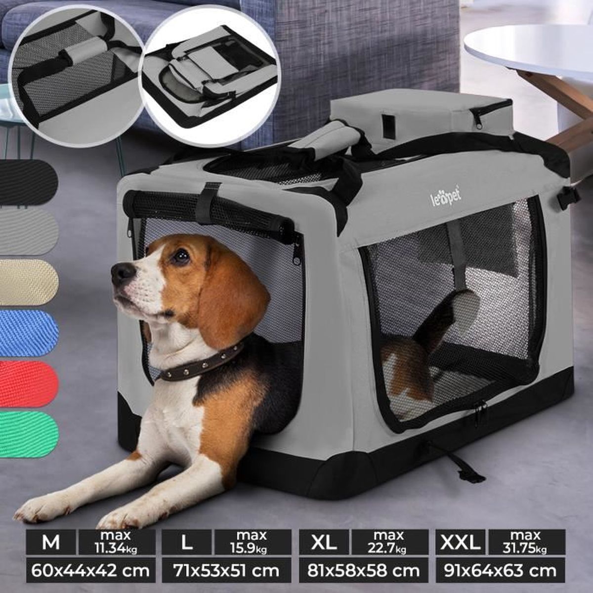 Sac De Transport Pliable Et Lavable En Tissu Avec Poignees Gris Xl Cage Caisse De Transport Pour Chats Chiens Animaux Cdiscount