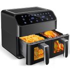 UXFVLZA Air Fryer 4L+4L avec 10 Fonctions - 3000W Friteuse Sans Huile Double Zone 0% BPA avec Fenêtre Visible Écran Tactile - Noir