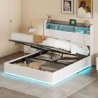 Lit coffre 140x190 cm - SUNFECILI - Velours - USB - LED - Blanc