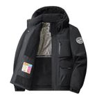 INSFITY Blouson Homme Hiver à Capuche Chaud Doublé Polaire Veste Cargo Imperméable Couleur Unie Pour Automne Hiver - Noir