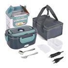 DOOSL Lunch Box Chauffante Électrique pour Voiture Camion Bureau Travail 220V+12V, Acier Inoxydable 1.5L 40W, Boîte Isotherme Repas Chaud