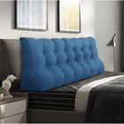 VERCART Coussin de Lecture, Coussin de Tête de Lit, Coussin à Coins, Oreiller de Soutien du Dos, Lin Bleu 180CM