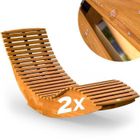 CASARIA® 2x Chaise Longue à Bascule pliable en Bois d'acacia certifié FSC Transat Ergonomique Bain de Soleil Jardin Sauna