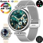 Montre Connectée Femme XtraDiTech Boîtier Alliage Diamanté Strass Scintillant Écran AMOLED Rond 1,19” 2 Bracelets Acier et Silicone
