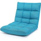 RELAX4LIFE Fauteuil Bas Réglable en 14 Angles, Fauteuil Paresseux 1 Place Rembourré Charge 120kg, 105x57x15CM,Bleu-Vert, Lin