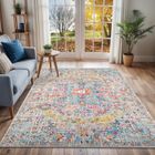 LIVABLISS Tapis de Salon à Poils Courts Doux Vintage Oriental LOU 200x275cm Multicolore/Gris