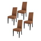 T M C S Tommychairs - Set 4 chaises cuisine LUISA, structure en bois de hêtre en wengé, assise et dossier en cuir artificiel couleur cuir