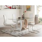VENTE-UNIQUE Table à manger - AYANE - Verre trempé et MDF - Chêne & Blanc - 6 places - Contemporain
