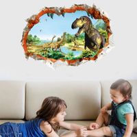 3D Stickers muraux Murs de dinosaures (50x70 cm) I autocollant sticker I Déco pour salon chambre cuisine couloir porte entrée adulte