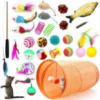 Jouets pour Chat, 27 Pièces Jouet Chat lot, Tunnel Chat, Intérieur Jouet Chat Interactif, Jouets pour Chatons, Cataire Jouets
