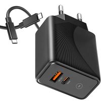 Chargeur Secteur Rapide 30W 2-Port avec Câble USB-C 1M pour realme 9 - 9 Pro - 8 - 8 Pro - 7 - Noir