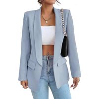 VESTE - VAREUSE - CASAQUE - Femme Blazer Slim Fit Elégant à Manches Longues Costume à Revers Business Veste de Bleu clair
