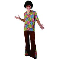 Déguisement hippie - Marque inconnue - Pantalon évasé - Homme - Noir et multicolore - Extérieur