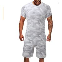 Ensemble Short et Tee Shirt Homme Imprimé Flamme Sportswear - White - 5XL