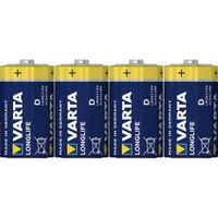 VARTA Pack de 4 piles alcalines Longlife D (LR20) 1,5V
