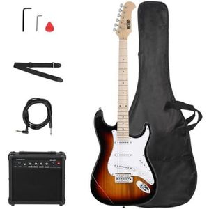 GUITARE Pack Guitare électrique avec Ampli de 20 W, Housse, Sangle, Câble et Médiators