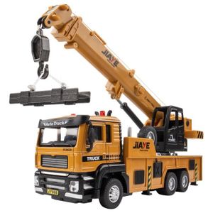 Grande grue de chantier télécommandée 120 cm et 2 véhicules camions Grande grue de chantier télécommandée 120 cm et 2 véhicules camions