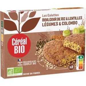 SALADE & PLAT VÉGÉT Galettes - Céréal Bio Boulgour Riz & Lentilles Légumes Végan Simple Rapide À Réchauffer 200g (2 X 100g)