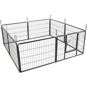 ENCLOS - CHENIL Parc enclos cage pour chiens chiots animaux de compagnie 163 x 163 cm gris 3712018