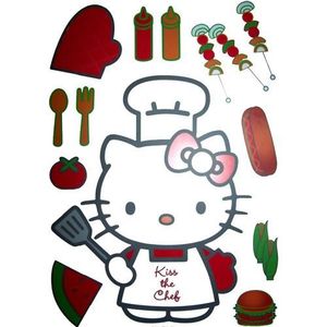 OBJET DÉCORATION MURALE Sticker Deco Geant Hello Kitty Chef