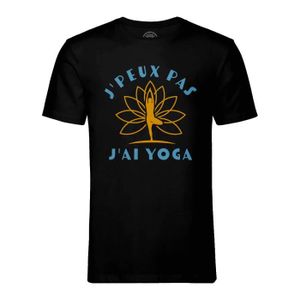T-SHIRT T-shirt Homme Col Rond Noir J'Peux Pas J'ai Yoga M