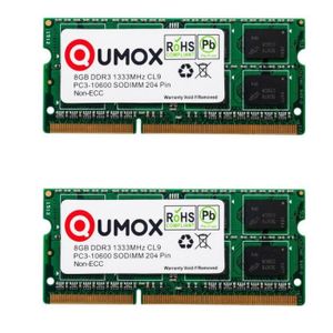 MÉMOIRE RAM QUMOX 16Go (2x 8Go) DDR3 1333MHz PC3-10600 PC-1060