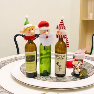 Amosfun 3 pi/èces Bonnet de Noel Bouteille de vin de Noel Couvrir Noel Bouchon de Bouteille de vin pour Decorations de Noel