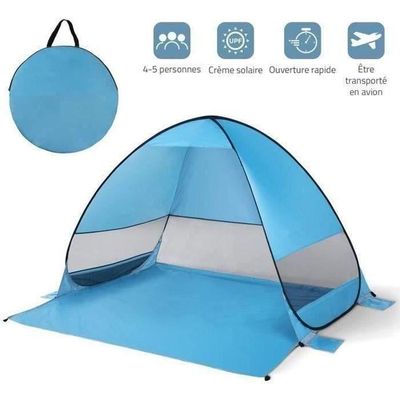 Tente De Plage Pop-up Gorich 3 Personnes - 220x150 Cm, UPF 50, Orange, Dôme