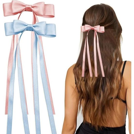Lot De 2 Barrettes à Cheveux Nœuds Rose Et Argent – Thème Marie (Aristochats)
