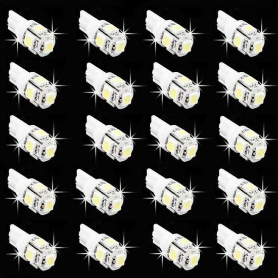 2-Pack White T10 W5W 194 LED Bulbs – 5050 SMD Wedge Base Replacement Lights