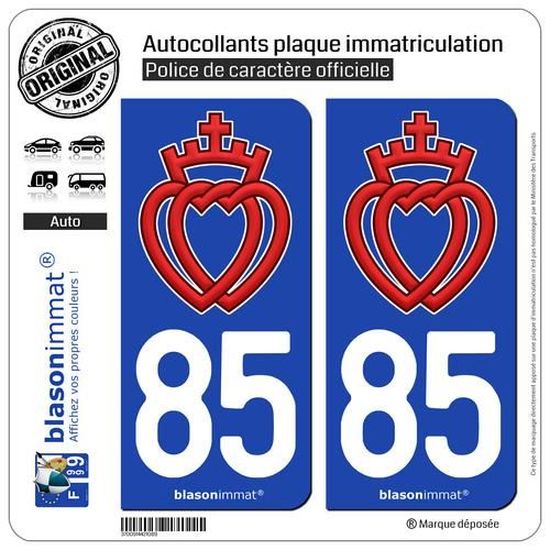 Hadexia Plaque Immatriculation Lot De 4 Autocollants 85 Drapeau
