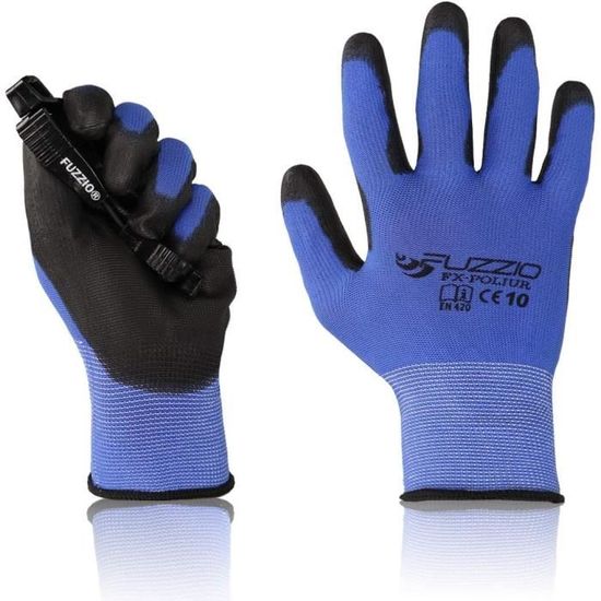 Lot De 12 Paires De Gants De Travail Enduits PU - Antidérapants, Pour Bricolage, Jardinage (Rose, Taille 7)