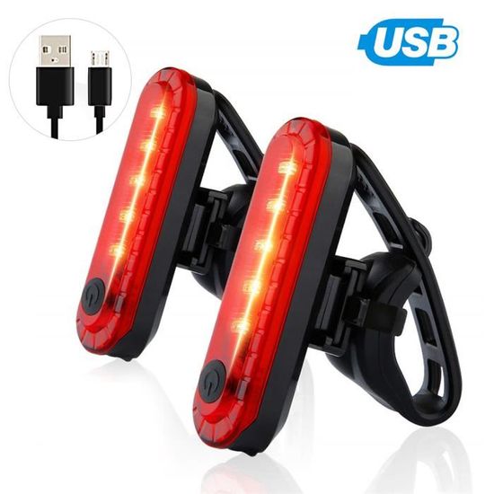 Lot De 2 Feux Arrière Vélo Rechargeables - Laser + 5 LEDs - 150 Lumens - Vastfire | Sécurité Cyclisme