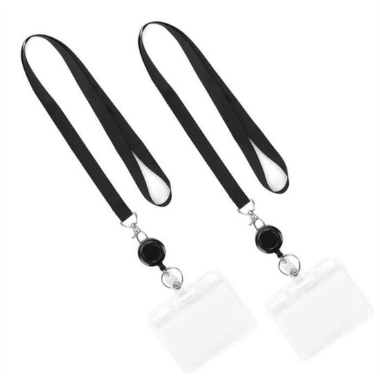 Lanière De Cou Pour Badge - Sangle Porte-carte ID - 45 Cm Noir - Polyester - 10