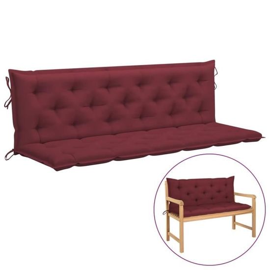 1960|NEW| Coussin de balancelle chaise-COUSSIN D'EXTÉRIEUR Classique Galettes de chaises Bain de soleil Rouge bordeaux 180 cm Tissu