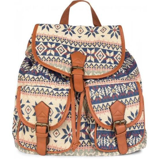 Sac à Dos Femme Style Bohème Ethnique Mandala - Taille Unique, Multicolore, Poches Multiples