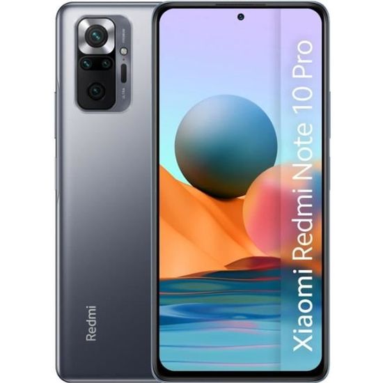 XIAOMI Redmi Note 10 Pro - Smartphone 4G - Gris Onyx - 128Go - Quadruple caméra 108MP - Charge rapide 33W
