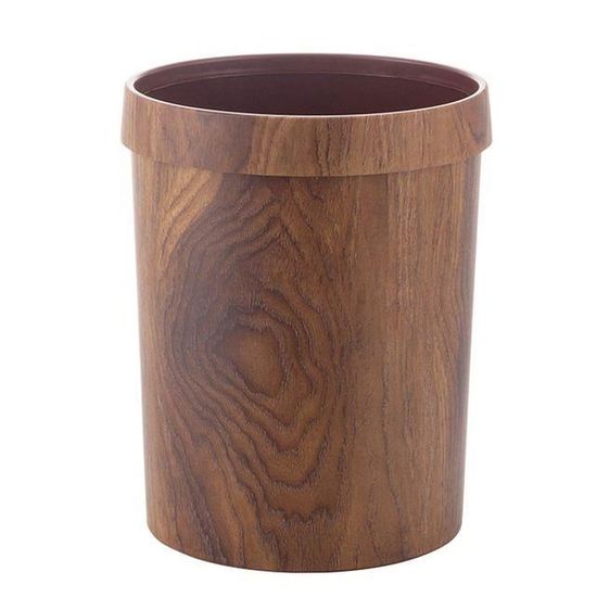 Poubelle Uposao Avec Couvercle Presse - Design Imitation Bois, 2L, Anti-odeurs